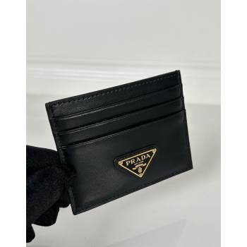 Prada Black Leather card holder wallet Gold Triangle 2024 1MC025 (YZ-240805090)