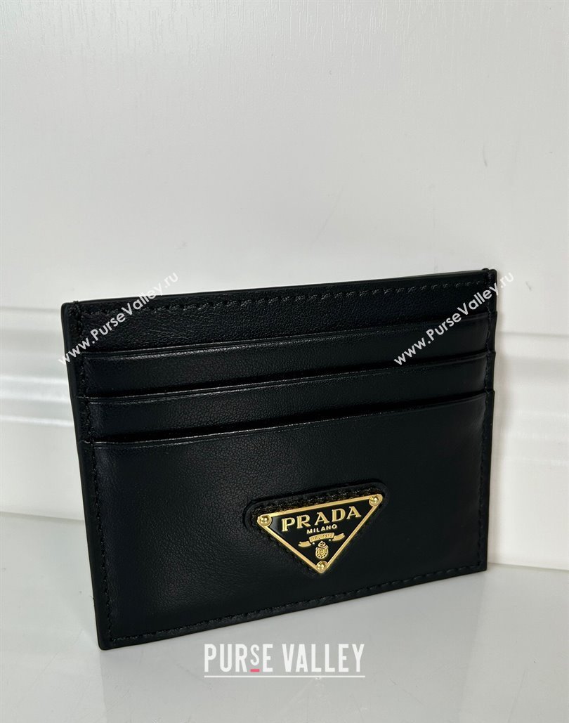 Prada Black Leather card holder wallet Gold Triangle 2024 1MC025 (YZ-240805090)