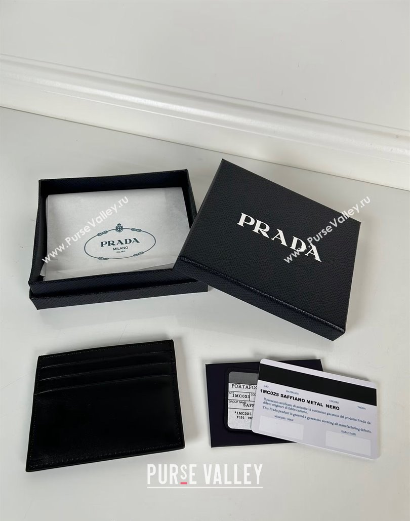 Prada Black Leather card holder wallet Gold Logo 2024 1MC025 (YZ-240805091)