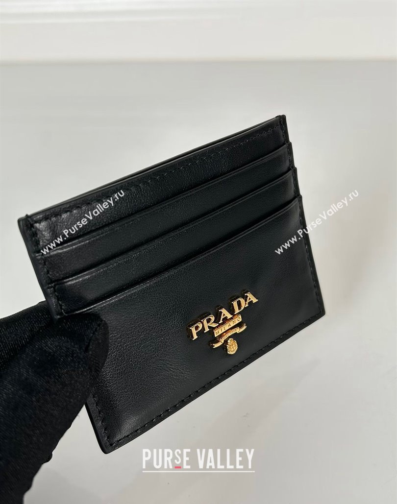 Prada Black Leather card holder wallet Gold Logo 2024 1MC025 (YZ-240805091)