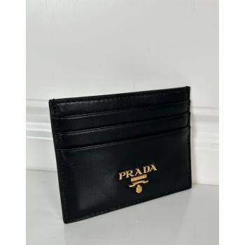 Prada Black Leather card holder wallet Gold Logo 2024 1MC025 (YZ-240805091)