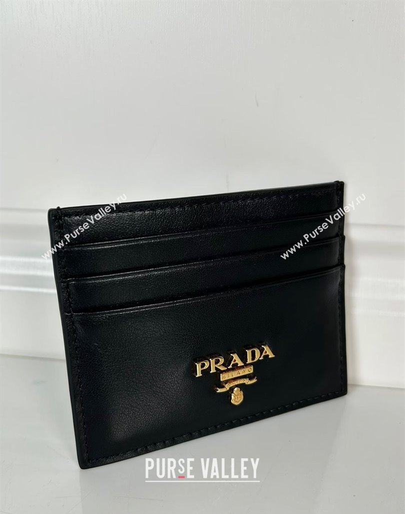 Prada Black Leather card holder wallet Gold Logo 2024 1MC025 (YZ-240805091)