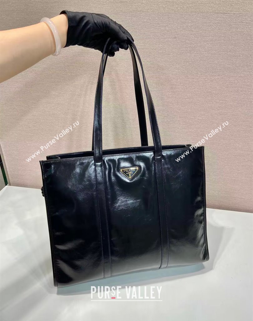 Prada Large Leather Tote bag Black 2024 1BG460 (YZ-240827061)
