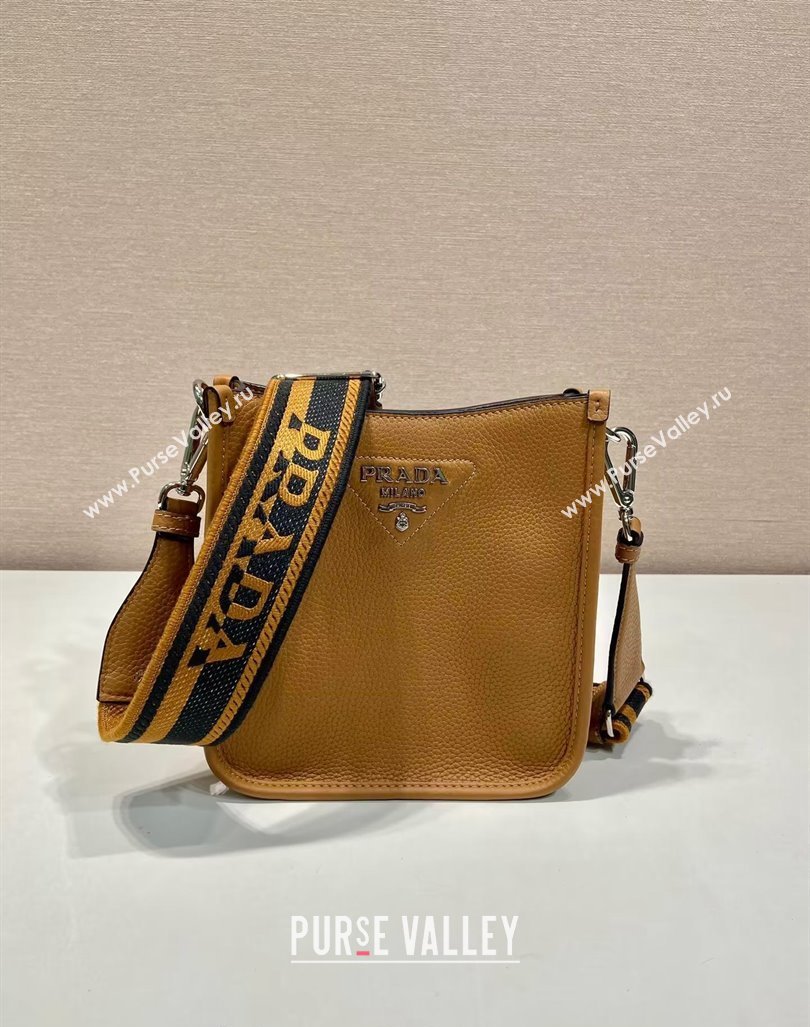 Prada Grained Leather Mini Shoulder Bag 1BH191 Caramel Brown 2024 (YZ-240805102)