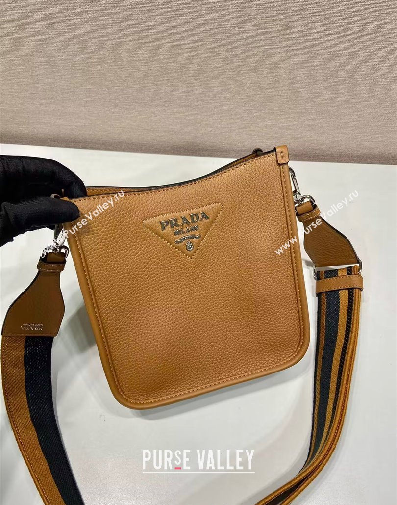 Prada Grained Leather Mini Shoulder Bag 1BH191 Caramel Brown 2024 (YZ-240805102)