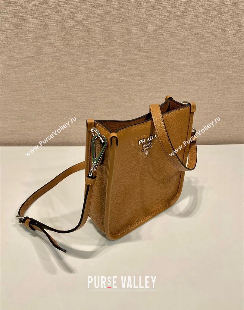 Prada Grained Leather Mini Shoulder Bag 1BH191 Caramel Brown 2024 (YZ-240805102)