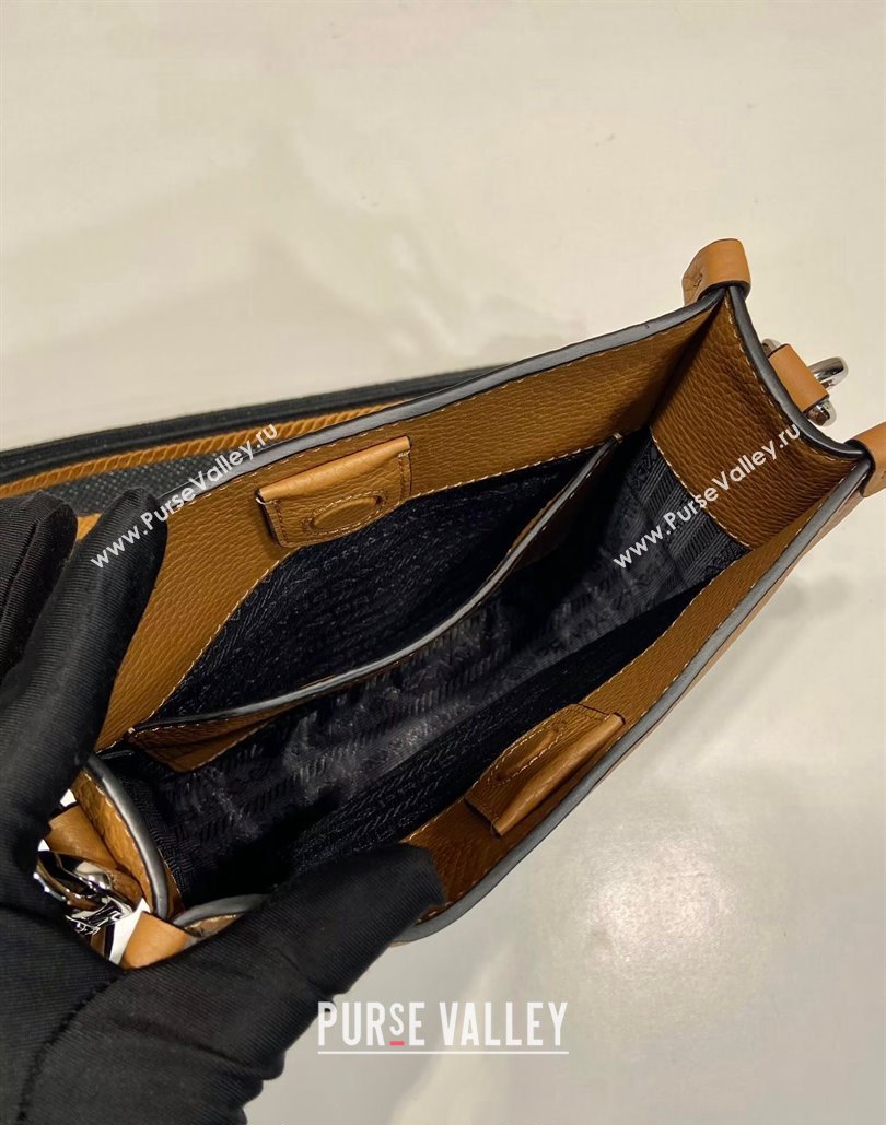 Prada Grained Leather Mini Shoulder Bag 1BH191 Caramel Brown 2024 (YZ-240805102)