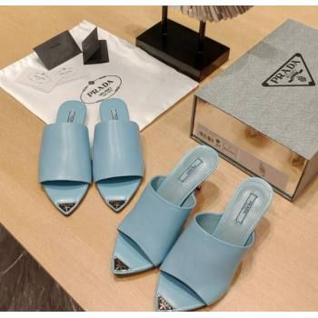 Prada Slides Sandals in Calf Leather Pale Blue 2024 0810 (SS-24081051)