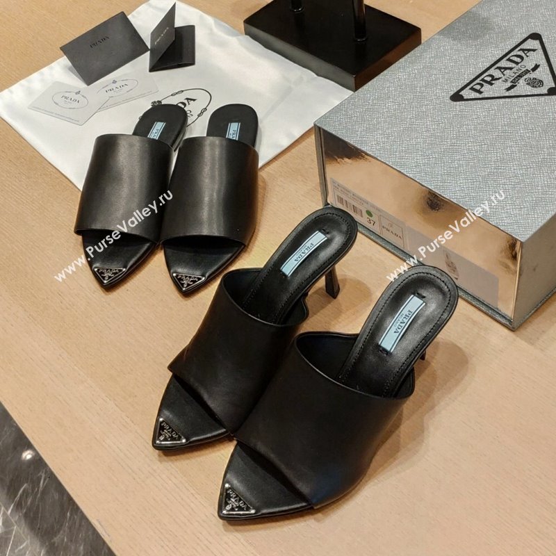 Prada Slides Sandals in Calf Leather Black 2024 0810 (SS-24081054)