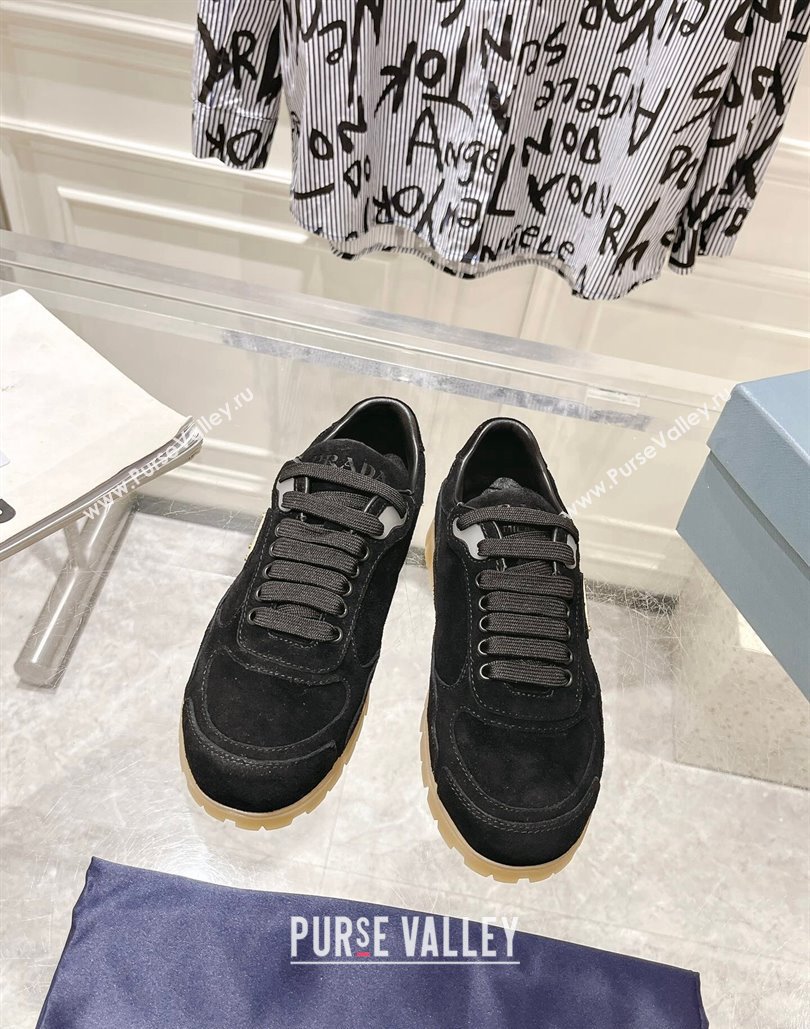 Prada Faded suede sneakers Black 2024 071902 (MD-24081062)