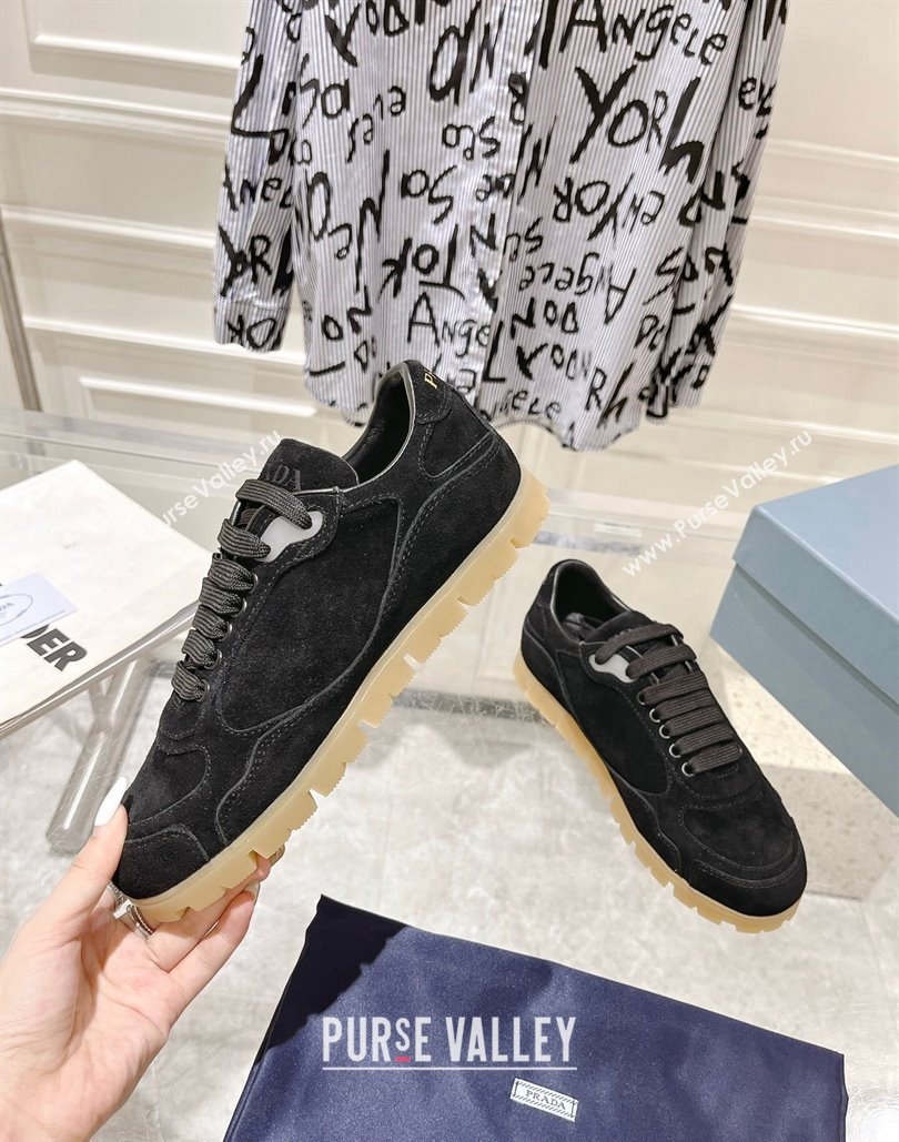 Prada Faded suede sneakers Black 2024 071902 (MD-24081062)