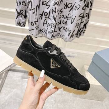 Prada Faded suede sneakers Black 2024 071902 (MD-24081062)