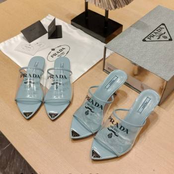 Prada Slides Sandals in Logo PVC Light Blue 2024 0810 (SS-24081042)