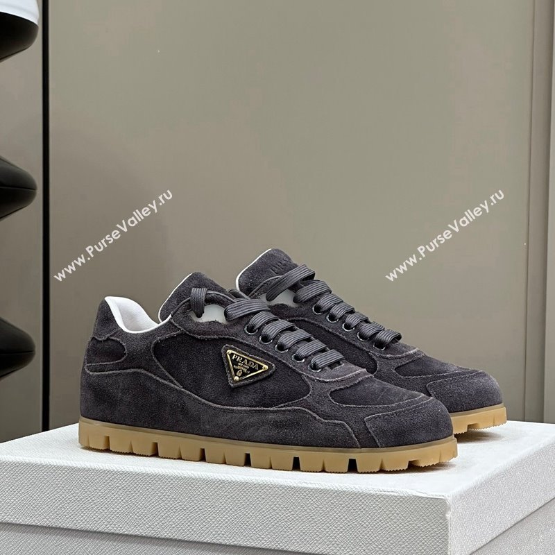 Prada Faded suede sneakers Dark Grey 2024 0810 (SS-24081063)