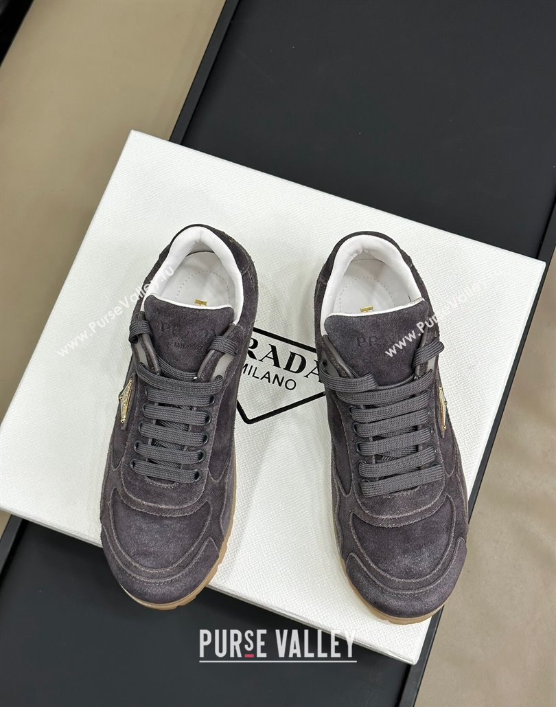 Prada Faded suede sneakers Dark Grey 2024 0810 (SS-24081063)