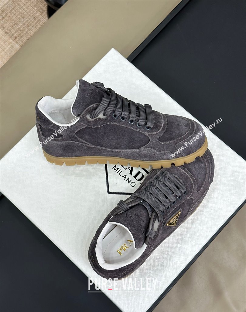 Prada Faded suede sneakers Dark Grey 2024 0810 (SS-24081063)