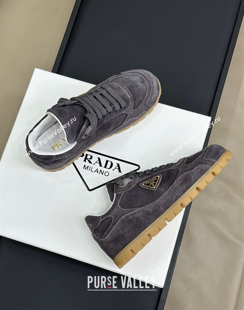 Prada Faded suede sneakers Dark Grey 2024 0810 (SS-24081063)