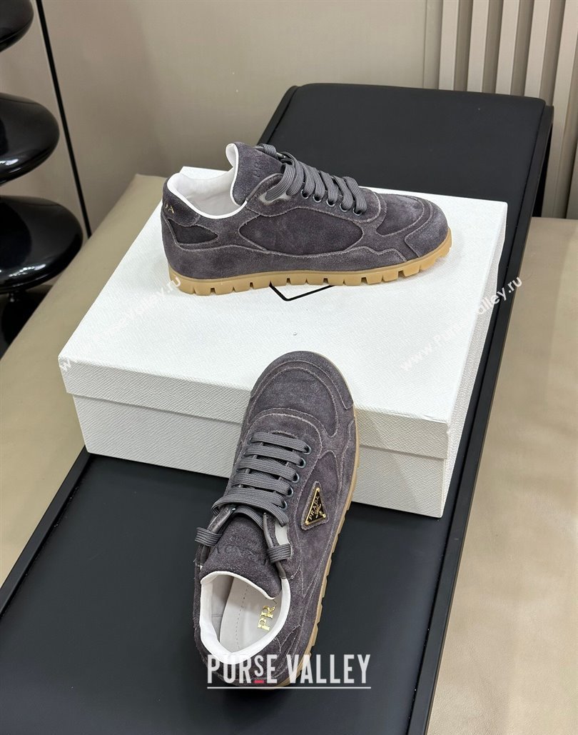 Prada Faded suede sneakers Dark Grey 2024 0810 (SS-24081063)