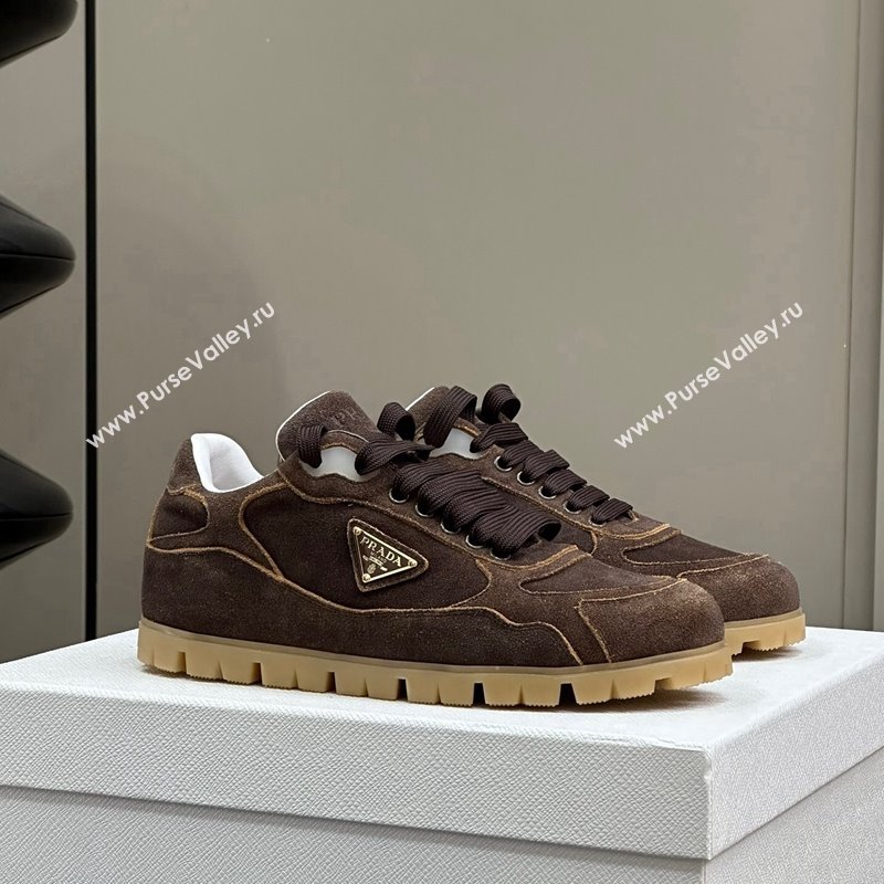 Prada Faded suede sneakers Dark Brown 2024 0810 (SS-24081064)