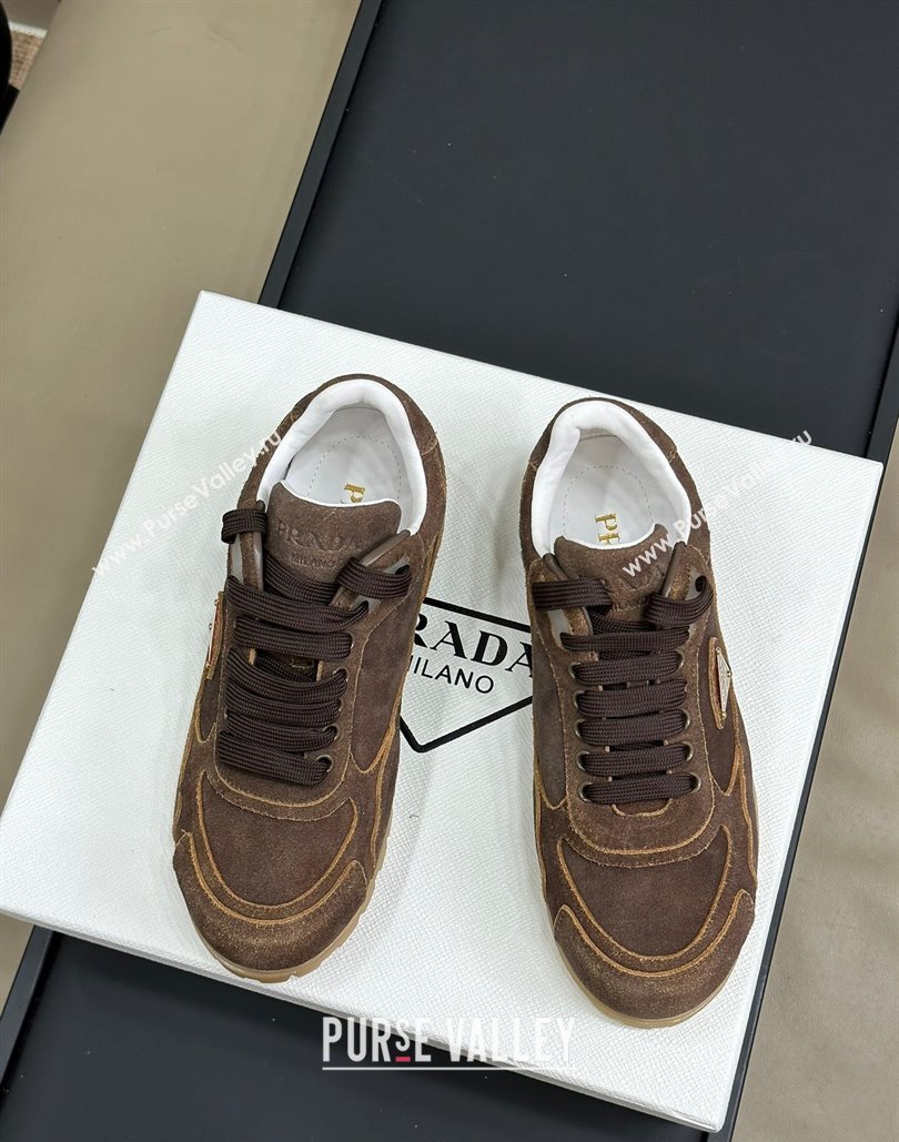 Prada Faded suede sneakers Dark Brown 2024 0810 (SS-24081064)