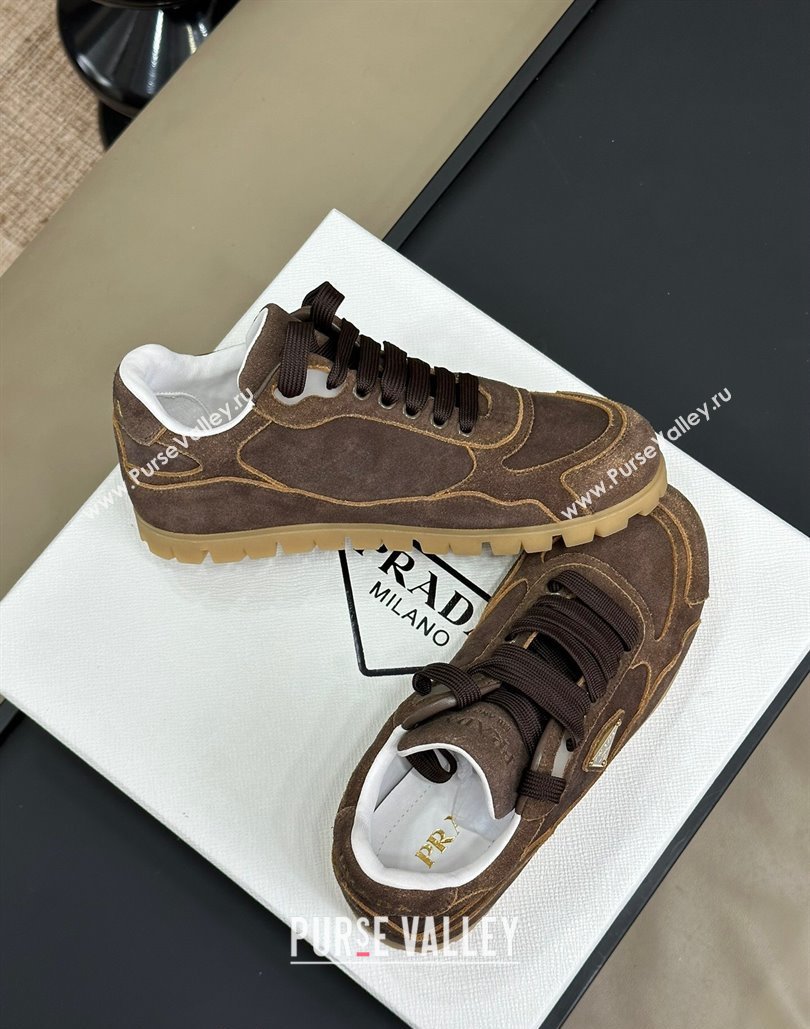 Prada Faded suede sneakers Dark Brown 2024 0810 (SS-24081064)