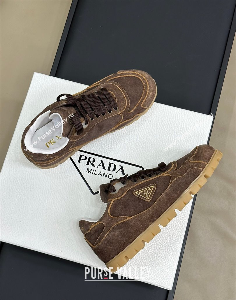 Prada Faded suede sneakers Dark Brown 2024 0810 (SS-24081064)