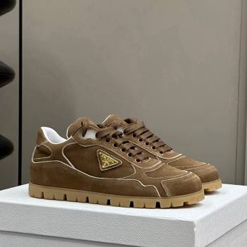 Prada Faded suede sneakers Camel Brown 2024 0810 (SS-24081065)