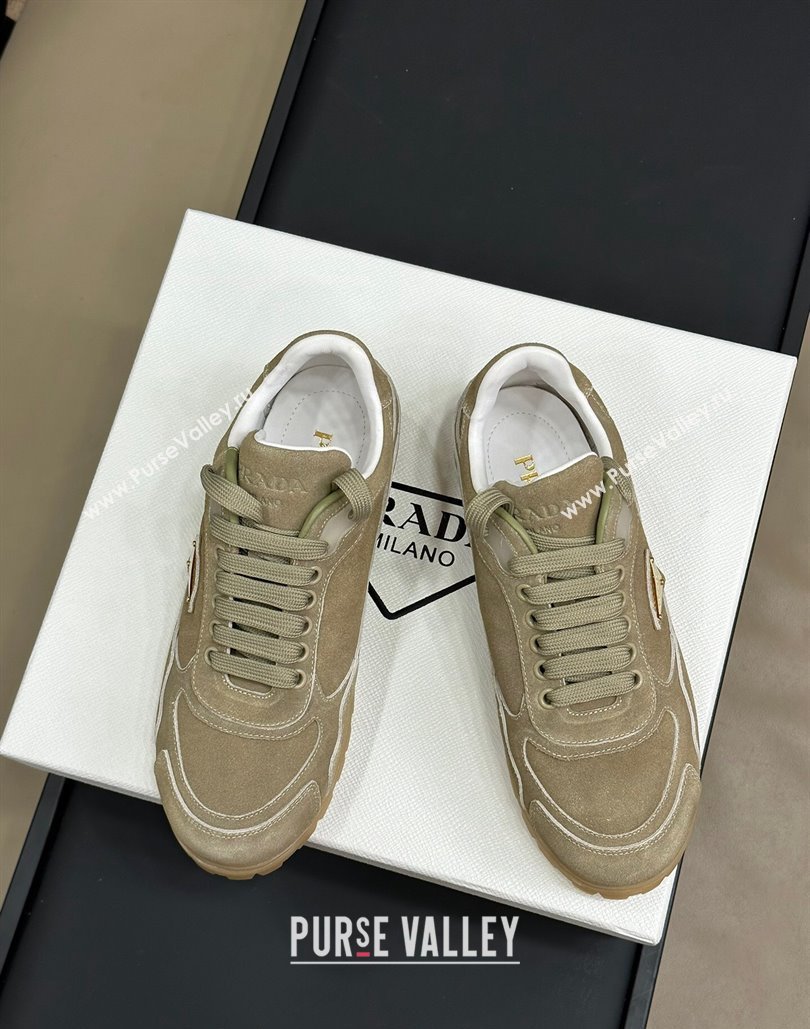 Prada Faded suede sneakers Khaki 2024 0810 (SS-24081066)