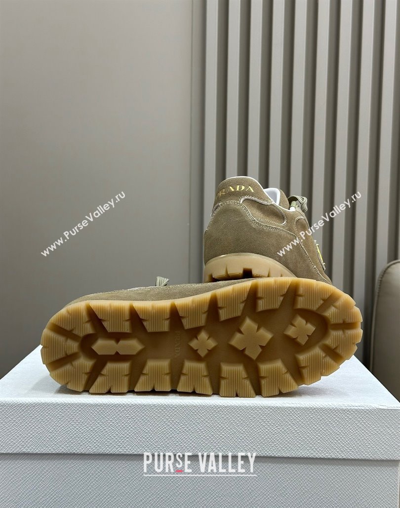 Prada Faded suede sneakers Khaki 2024 0810 (SS-24081066)