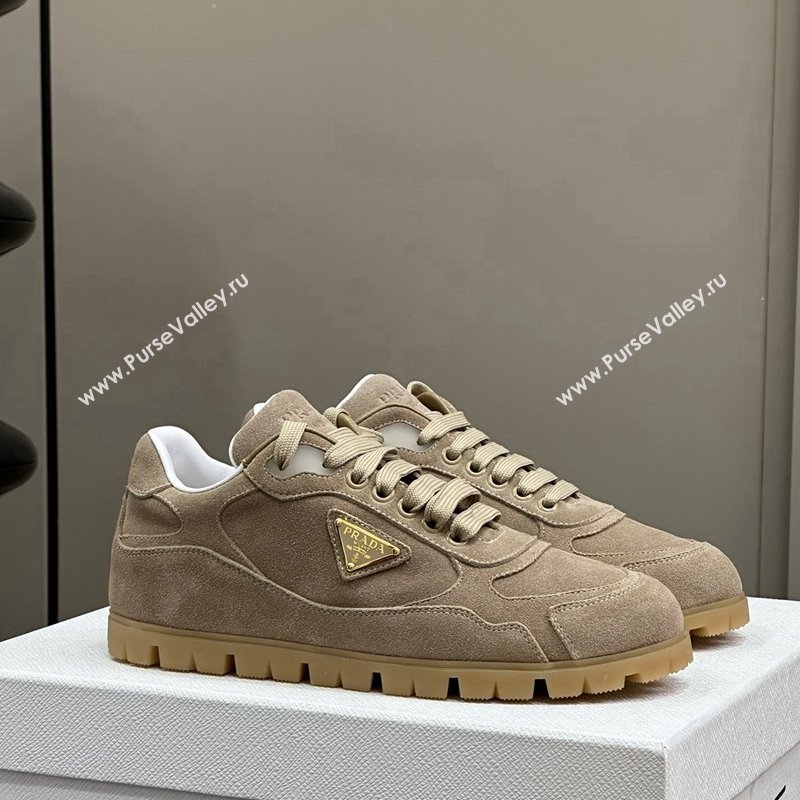 Prada Faded suede sneakers Light Brown 2024 0810 (SS-24081069)