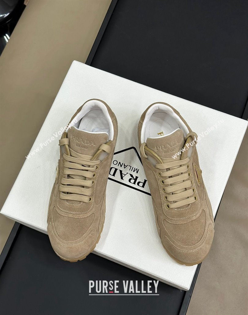 Prada Faded suede sneakers Light Brown 2024 0810 (SS-24081069)