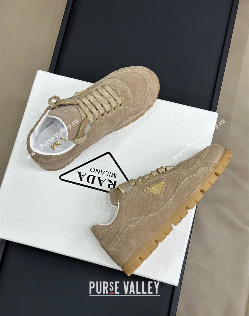 Prada Faded suede sneakers Light Brown 2024 0810 (SS-24081069)