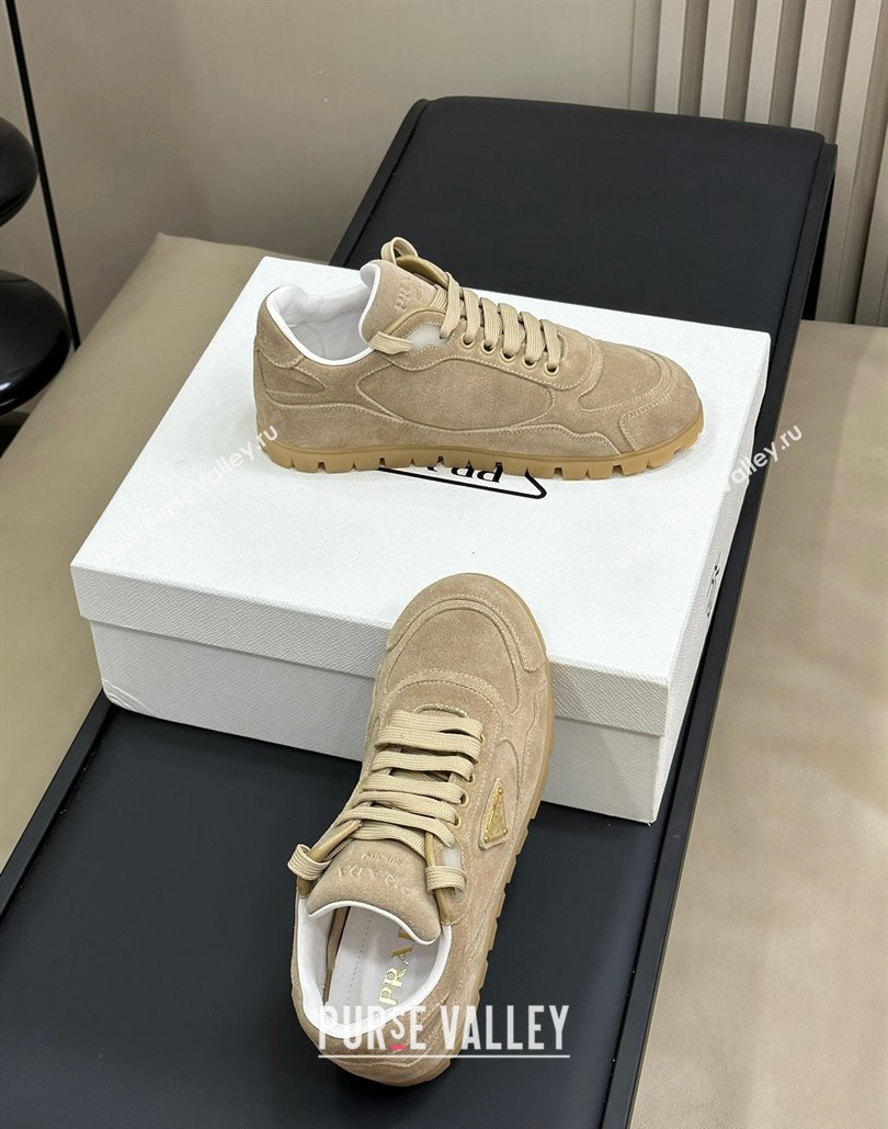 Prada Faded suede sneakers Light Brown 2024 0810 (SS-24081069)