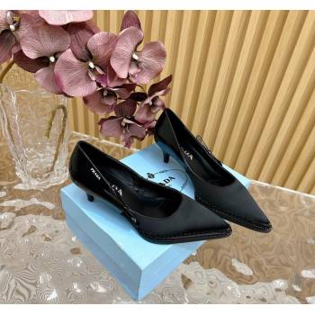 Prada Patchwork Satin Pumps 5cm with Bow Black 2024 081201 (KL-240812006)