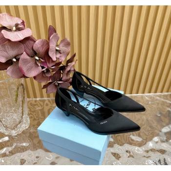 Prada Satin Open Pumps 5cm Black 2024 081202 (KL-240812007)