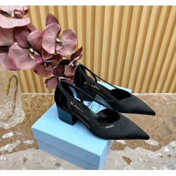 Prada Satin Open Pumps 6cm Black 2024 081204 (KL-240812014)