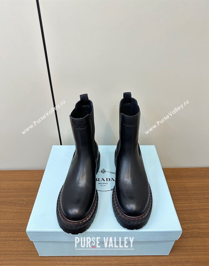 Prada Leather Chelsea Ankle Boots 5cm Black 2024 081209 (MD-240812032)