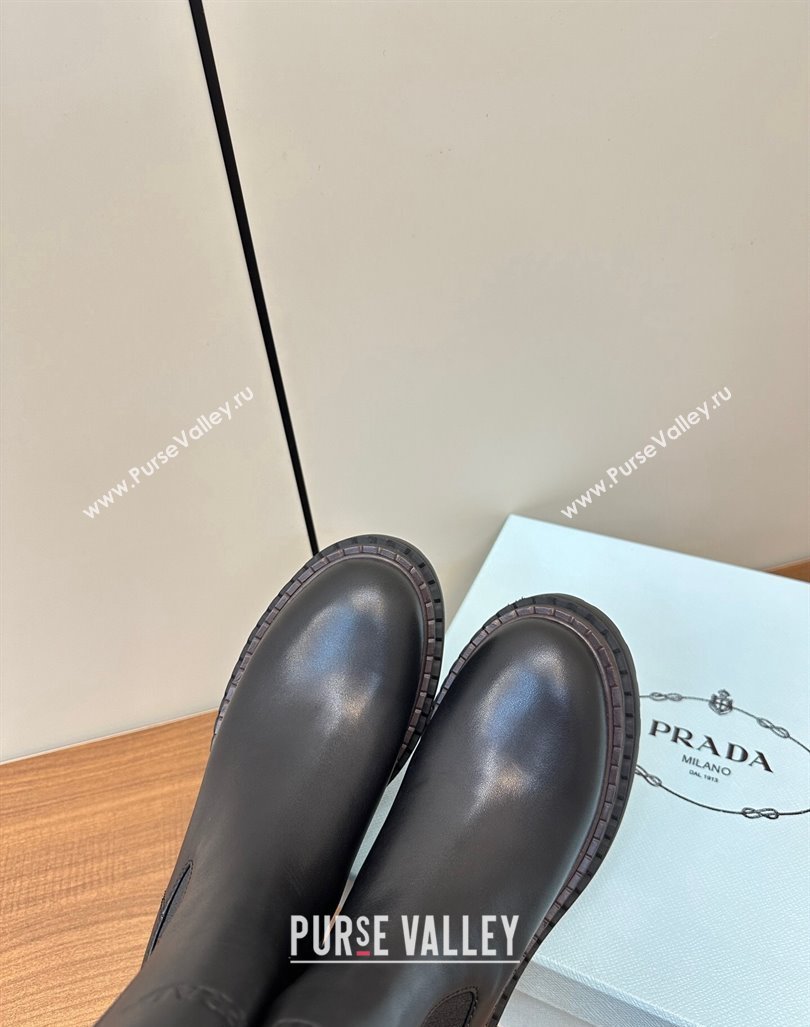 Prada Leather Chelsea Ankle Boots 5cm Black 2024 081209 (MD-240812032)