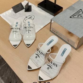 Prada Slides Sandals in Logo PVC White 2024 0810 (SS-24081048)