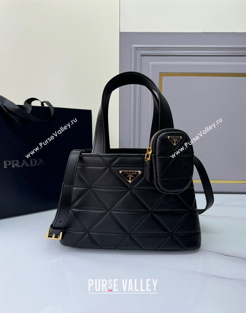 Prada Small quilted leather tote bag Black 2024 1BG548 (YZ-240827064)