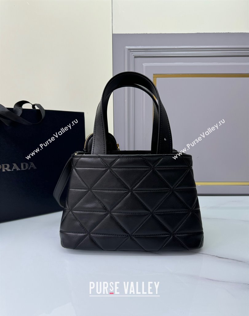 Prada Small quilted leather tote bag Black 2024 1BG548 (YZ-240827064)