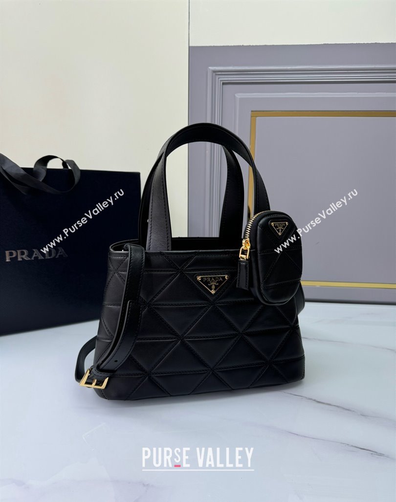 Prada Small quilted leather tote bag Black 2024 1BG548 (YZ-240827064)