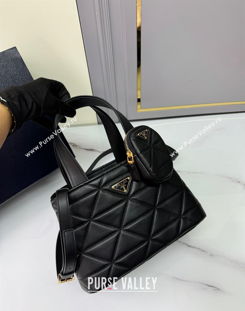 Prada Small quilted leather tote bag Black 2024 1BG548 (YZ-240827064)