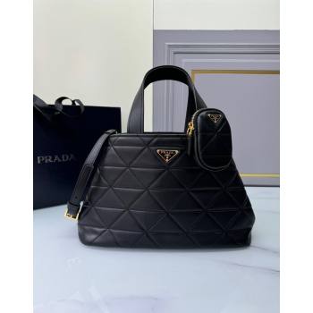 Prada Medium quilted leather tote bag Black 2024 1BG545 (YZ-240827065)