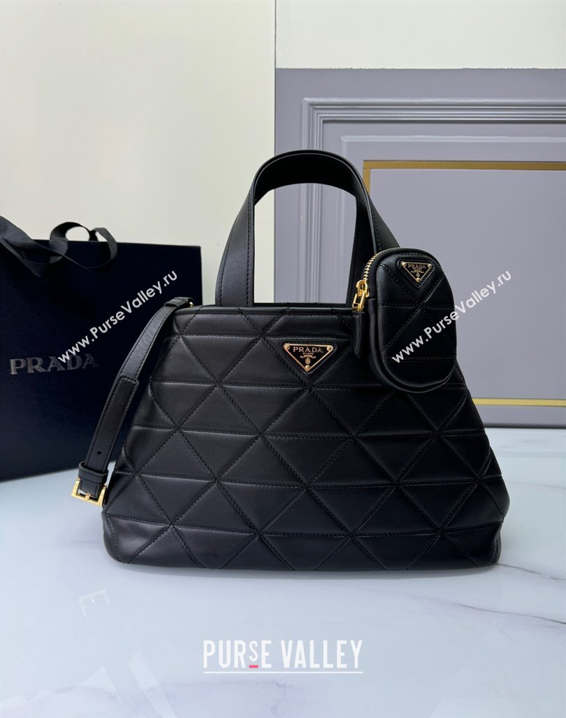 Prada Medium quilted leather tote bag Black 2024 1BG545 (YZ-240827065)