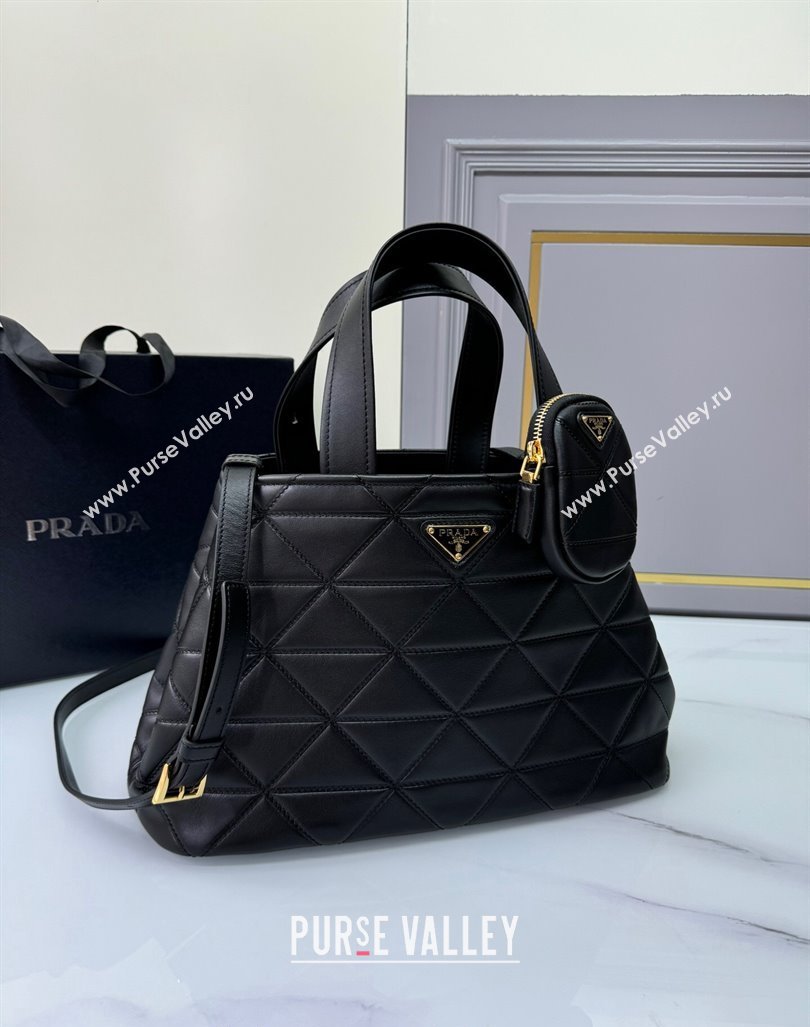 Prada Medium quilted leather tote bag Black 2024 1BG545 (YZ-240827065)