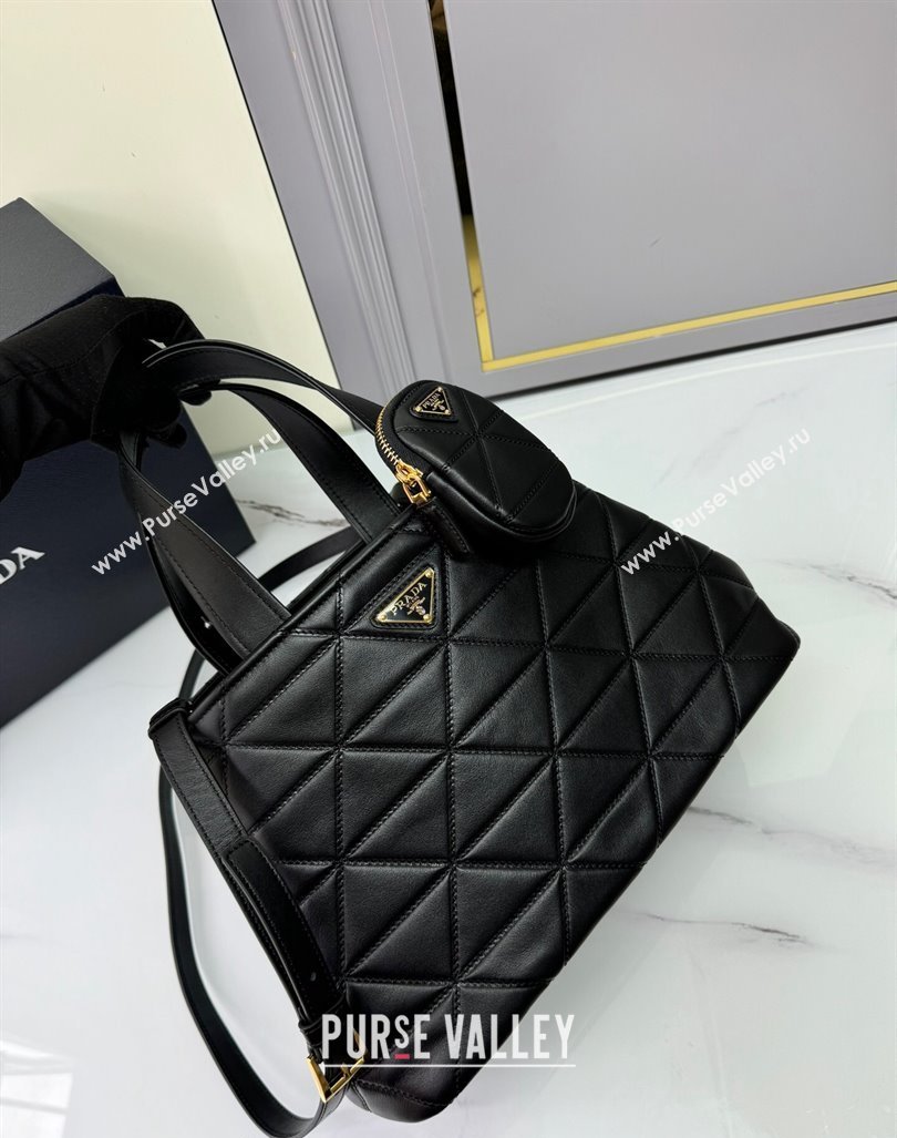 Prada Medium quilted leather tote bag Black 2024 1BG545 (YZ-240827065)