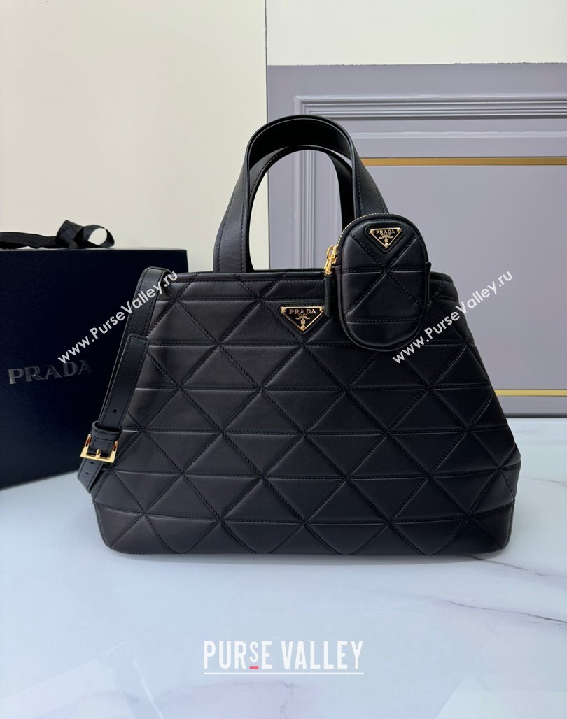 Prada Large quilted leather tote bag Black 2024 1BG547 (YZ-240827066)