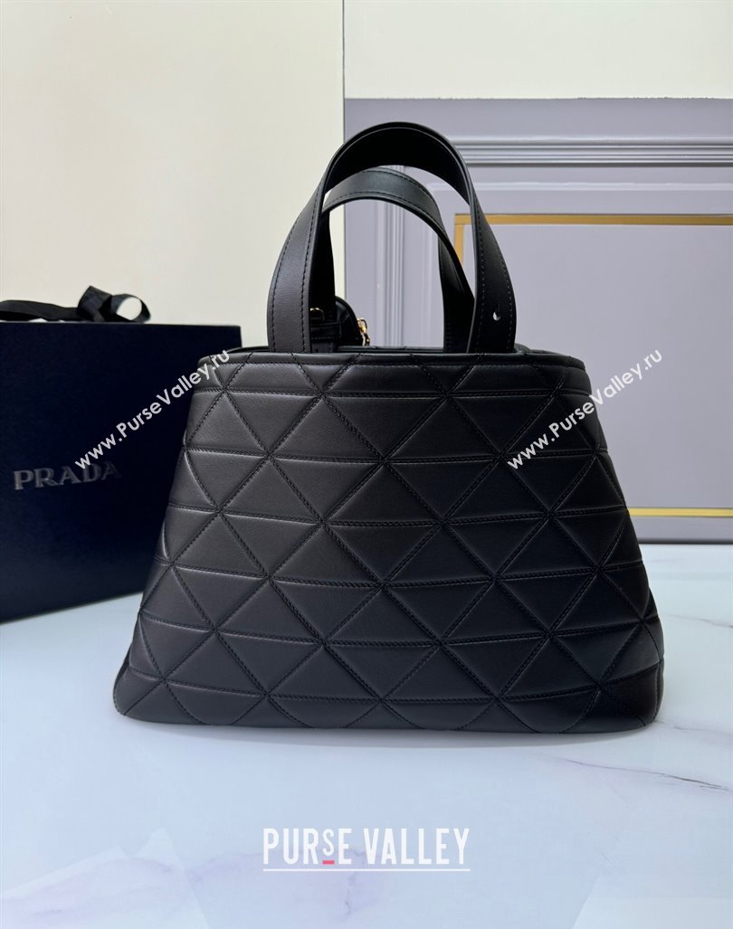 Prada Large quilted leather tote bag Black 2024 1BG547 (YZ-240827066)