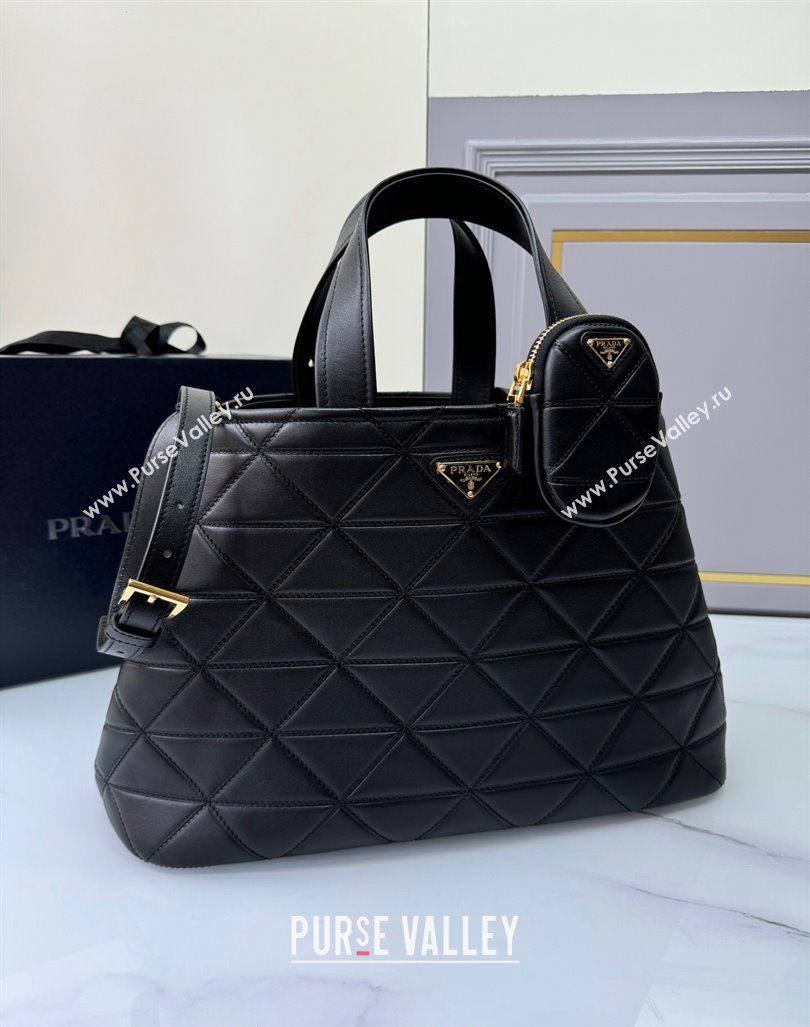 Prada Large quilted leather tote bag Black 2024 1BG547 (YZ-240827066)